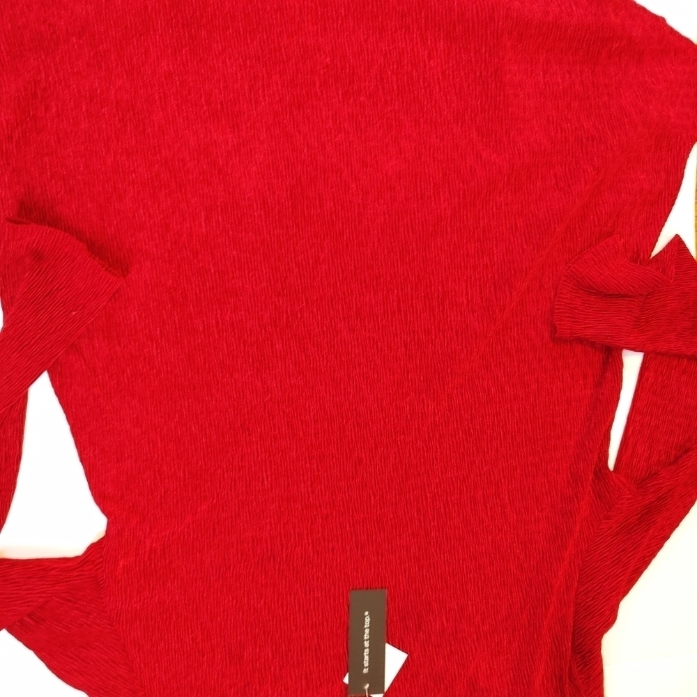 NWT Red Ribbed Tunic Polyester L - Picture 5 of 6